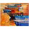 Designart - Wooden Boats in Calm Water - Nautical Painting Print on Wrapped Canvas set